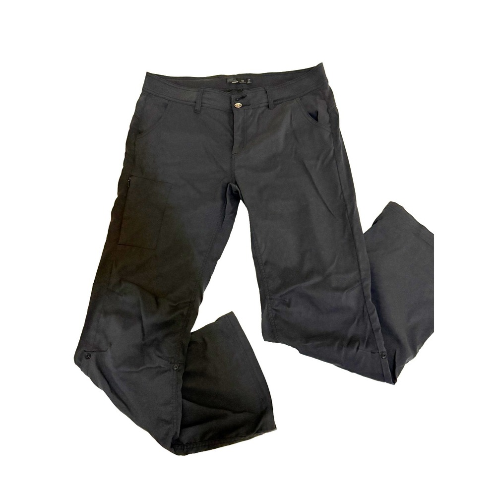 Apana Women Black Casual roll tab Pants  outdoor casual pockets straight Size 14